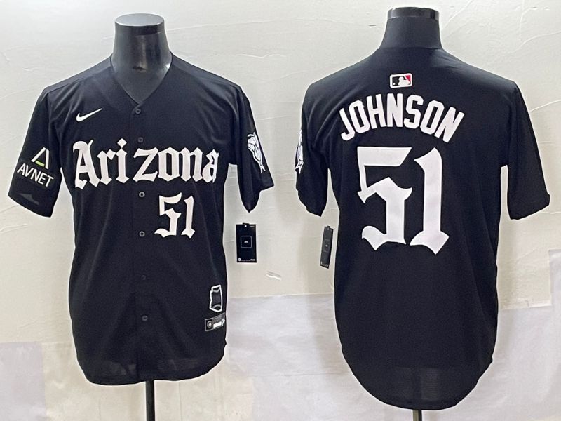Men 2025 Arizona Diamondback #51 Johnson Black Five generations Joint Name Nike MLB Jersey style 13
